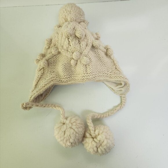 Nivanna Design Ivory Wool Bobble Chunky Knit Pom pom Hat One Size - Picture 2 of 6